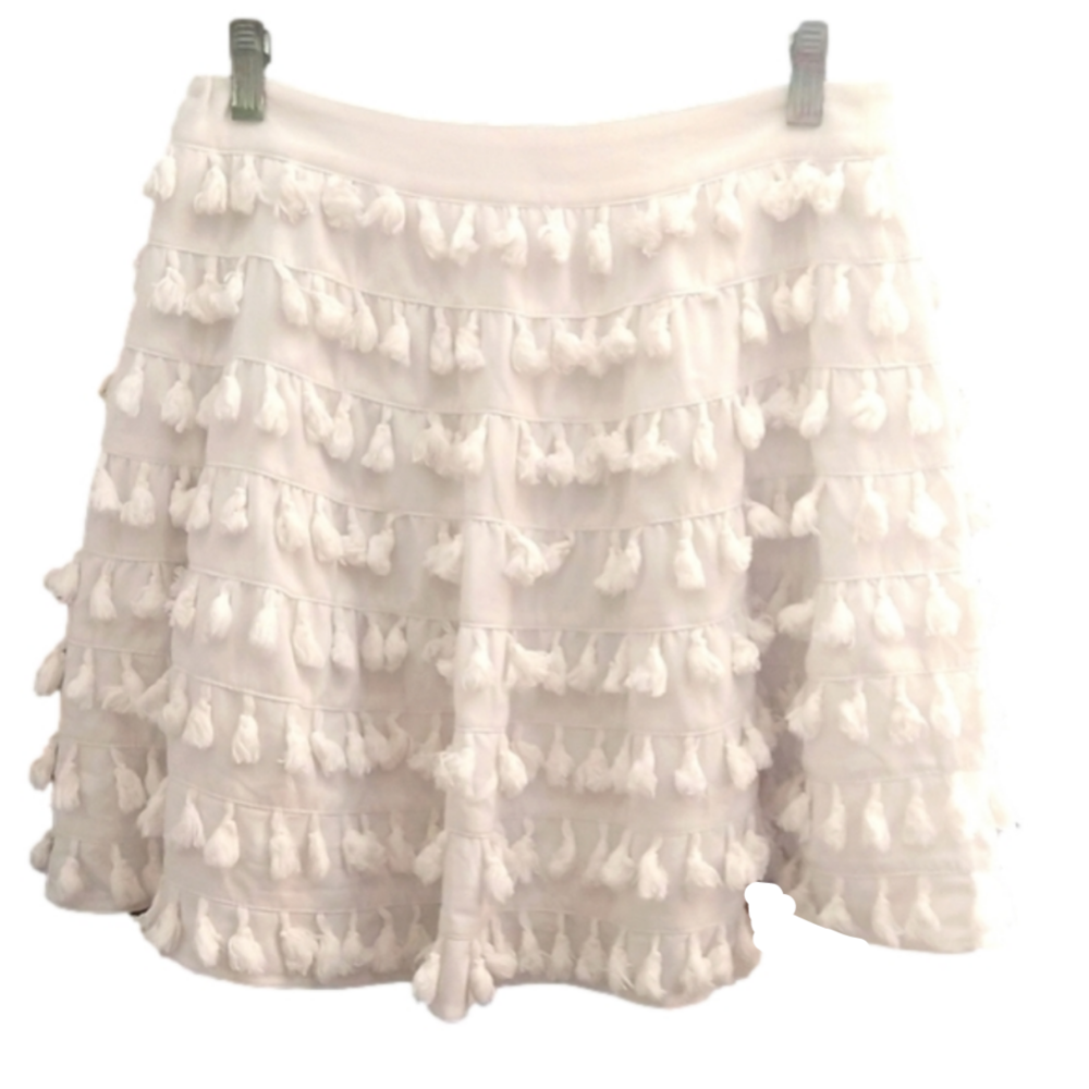 Do+be White Tassel Fringe Mini Skirt size medium